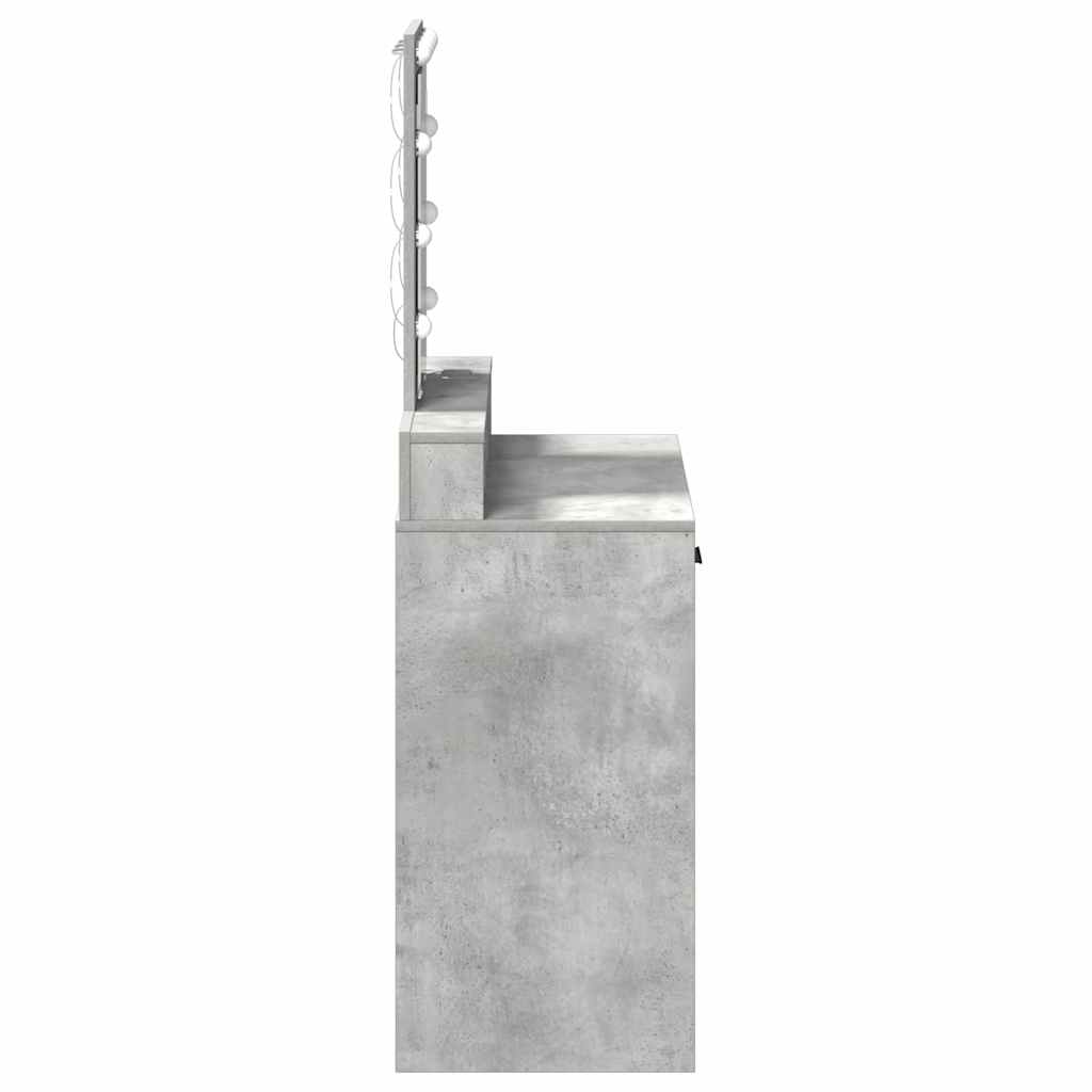 Öltözködőasztal tükör lámpákkal Szürke 79 x 41 x 140 cm Faanyag