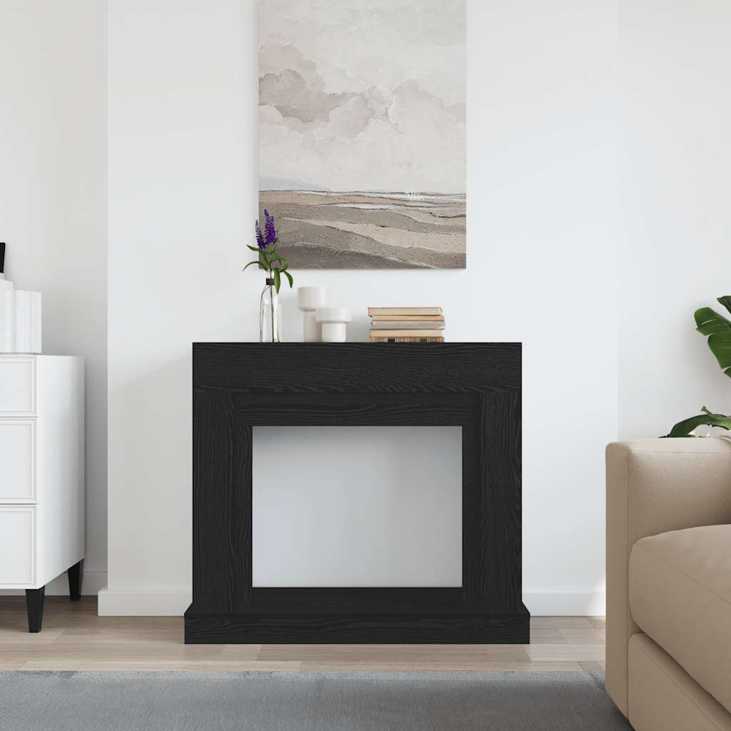 fekete tölgy színű szerelt fa kandallóburkolat 100x30x87,5 cm