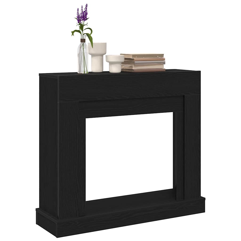 fekete tölgy színű szerelt fa kandallóburkolat 100x30x87,5 cm