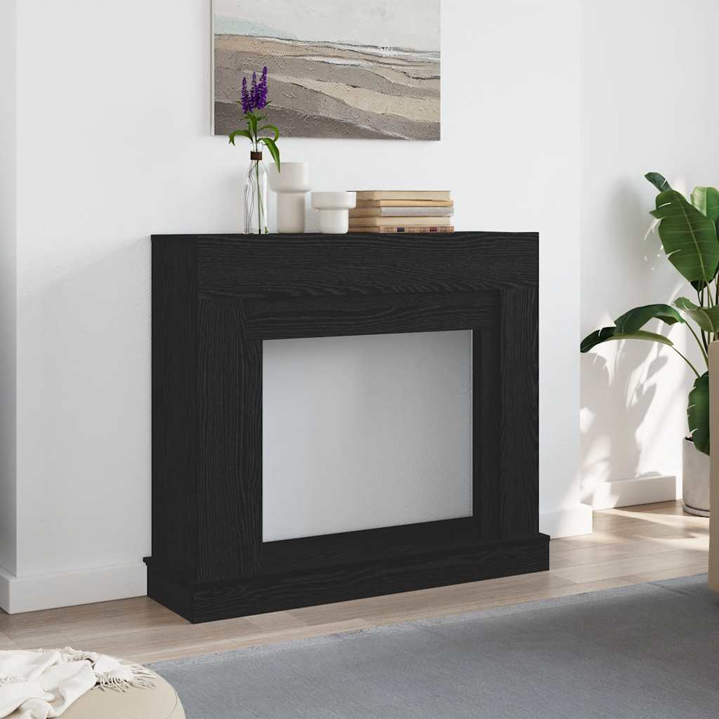 fekete tölgy színű szerelt fa kandallóburkolat 100x30x87,5 cm