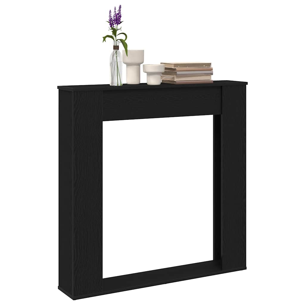 fekete tölgy színű szerelt fa kandallóburkolat 100x20x100 cm
