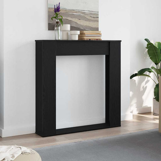 fekete tölgy színű szerelt fa kandallóburkolat 100x20x100 cm