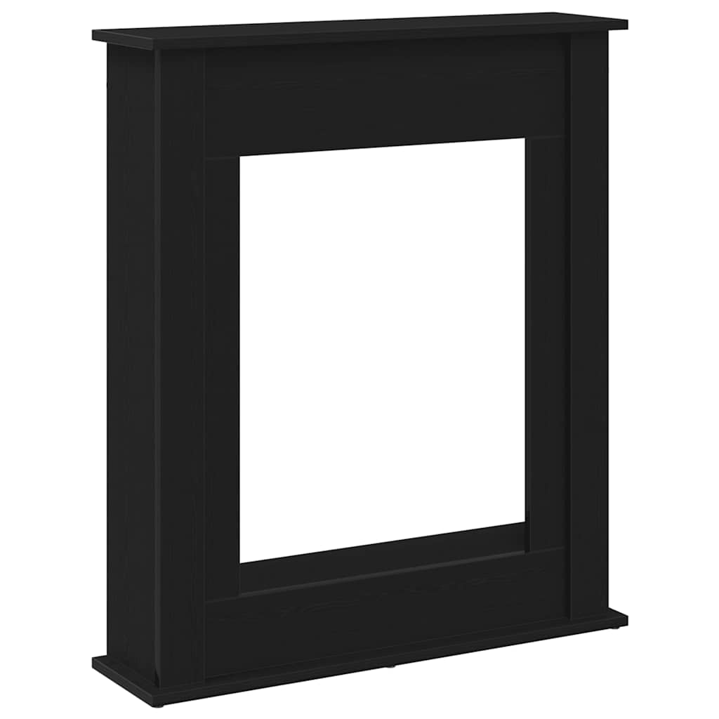 fekete tölgy színű szerelt fa kandallóburkolat 75x20x87,5 cm