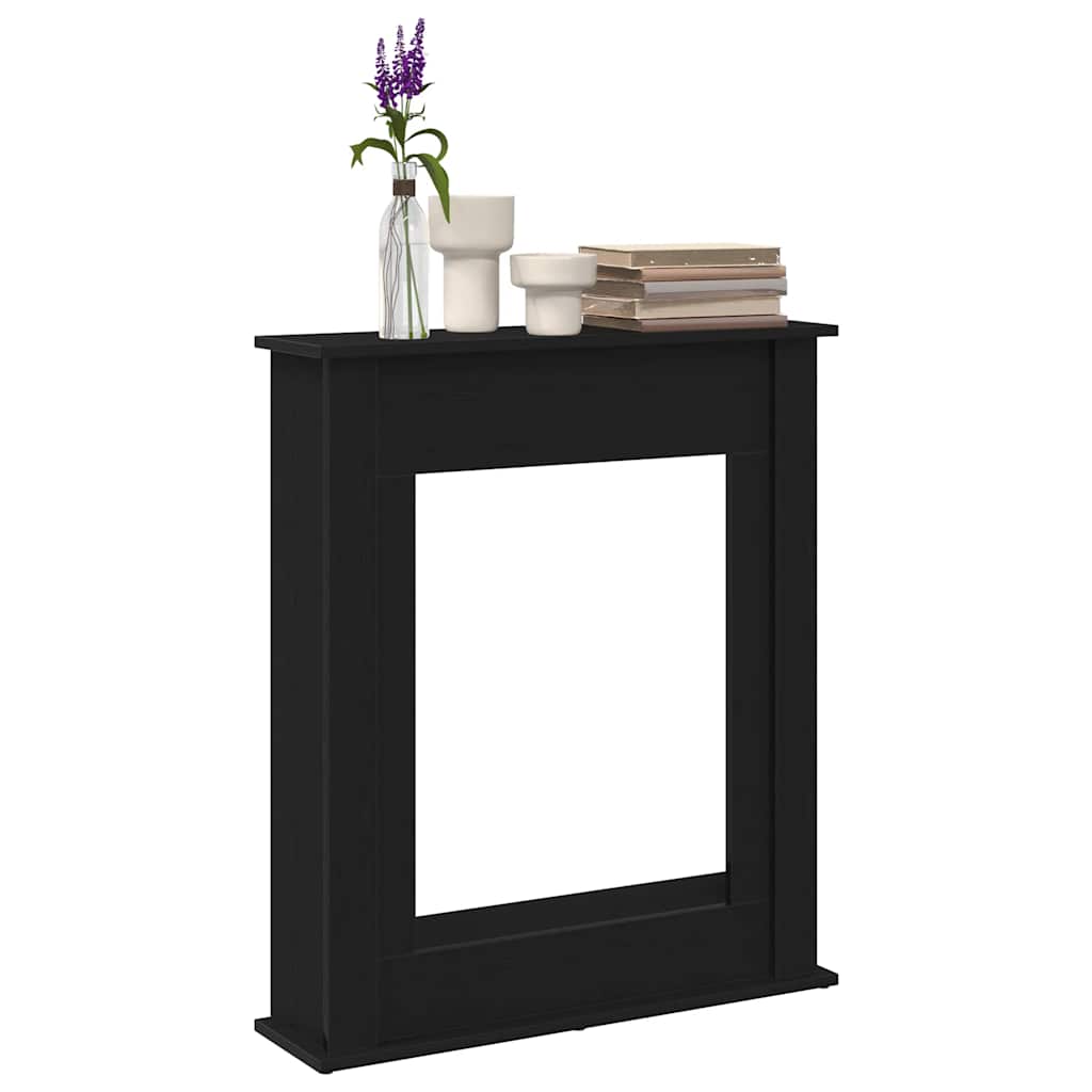 fekete tölgy színű szerelt fa kandallóburkolat 75x20x87,5 cm