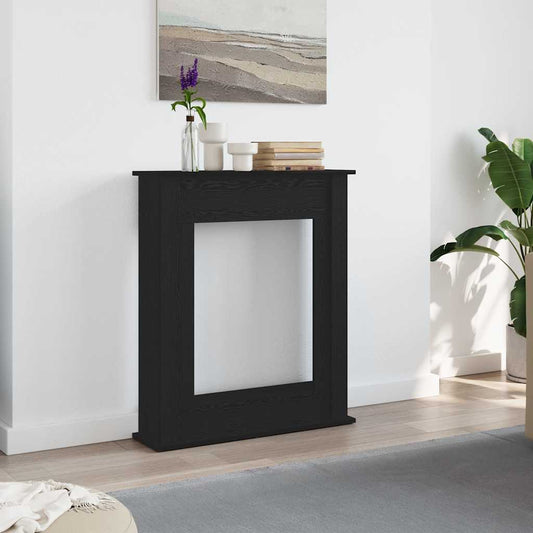 fekete tölgy színű szerelt fa kandallóburkolat 75x20x87,5 cm