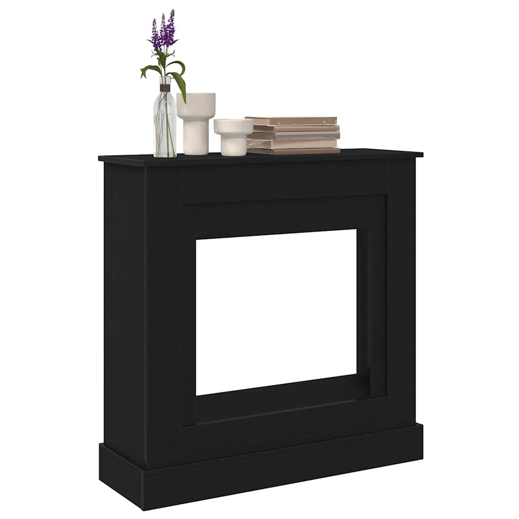 fekete tölgy színű szerelt fa kandallóburkolat 90x30x90 cm