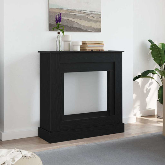 fekete tölgy színű szerelt fa kandallóburkolat 90x30x90 cm