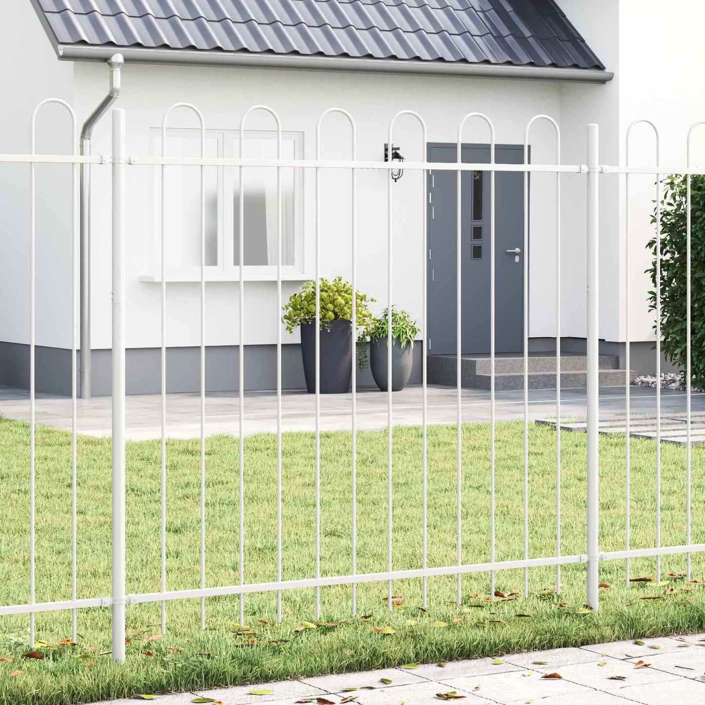Kerti Kerítés BOXTEL 2 pcs 3,4 x 0,8 m Porfestett acél Fehér