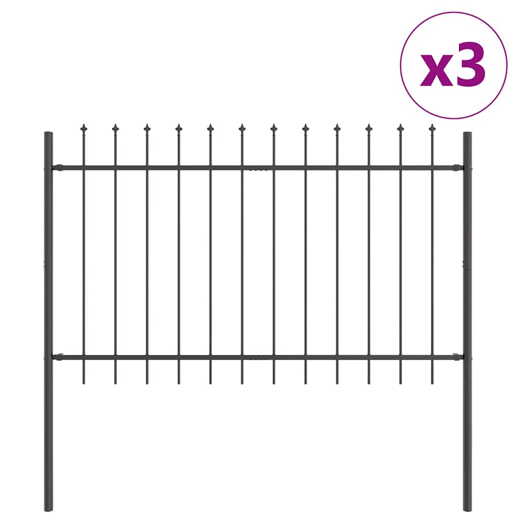 Kerti Kerítés 3 pcs Szürke 5,1 x 0,8 m Porfestett acél