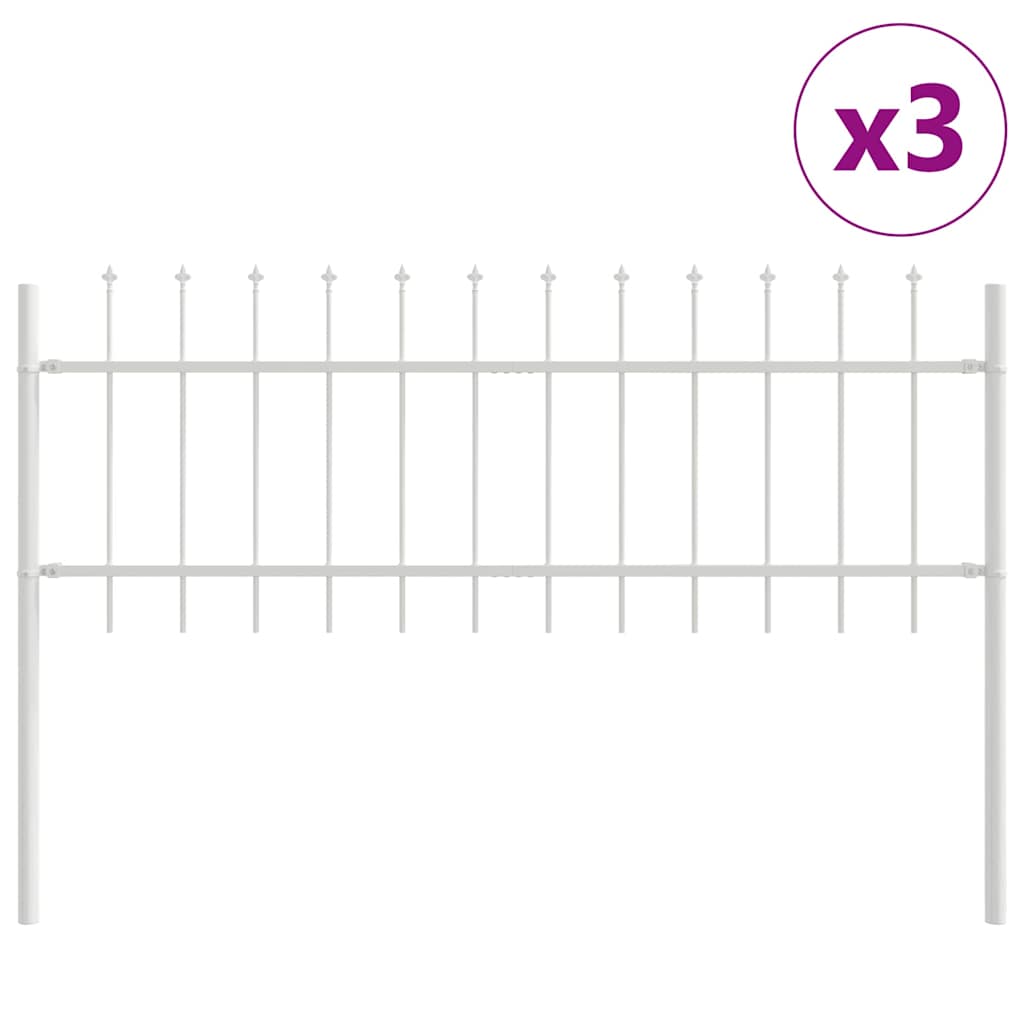 Kerti Kerítés 3 pcs Fehér 5,1 x 0,6 m Porfestett acél