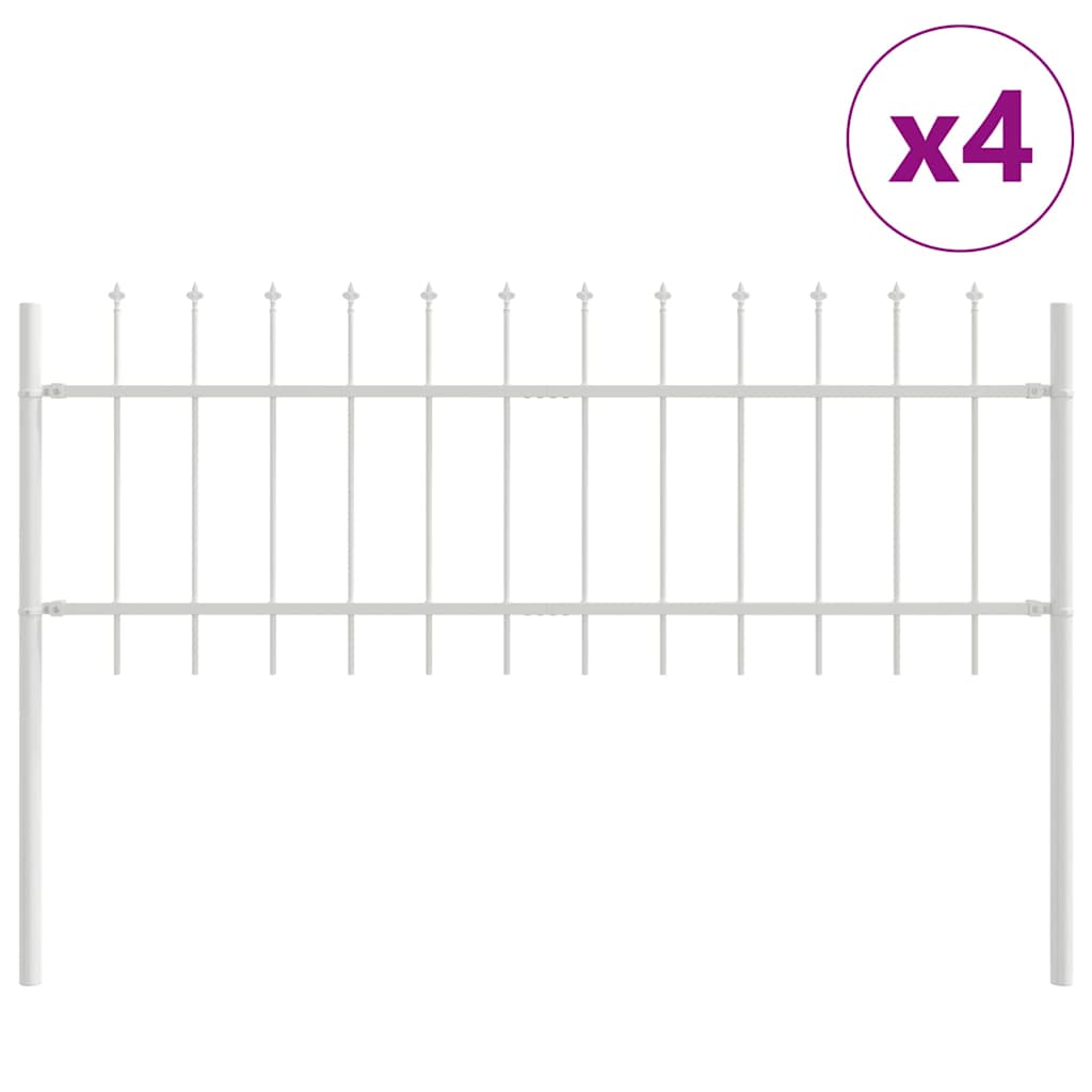 Kerti Kerítés 4 pcs Fehér 6,8 x 0,6 m Porfestett acél