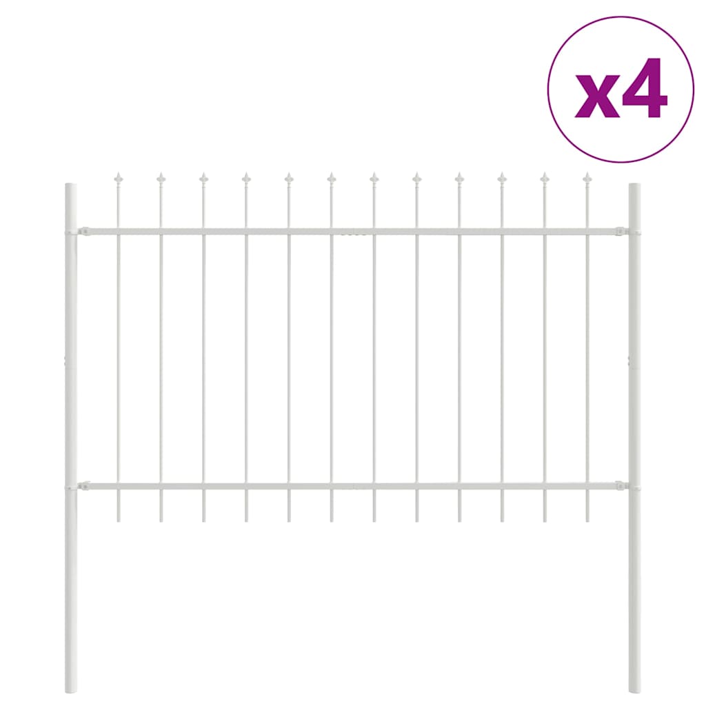 Kerti Kerítés 4 pcs Fehér 6,8 x 0,8 m Porfestett acél