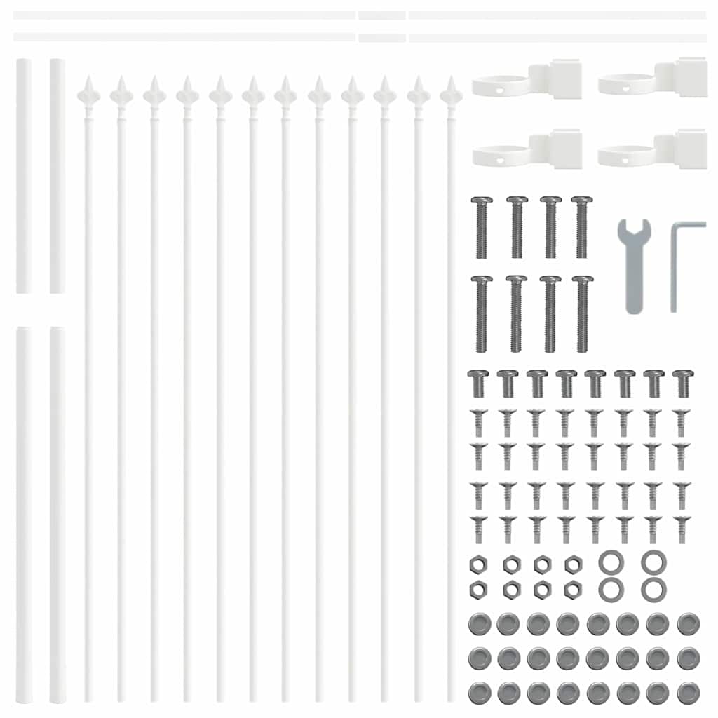 Kerti Kerítés 4 pcs Fehér 6,8 x 0,8 m Porfestett acél