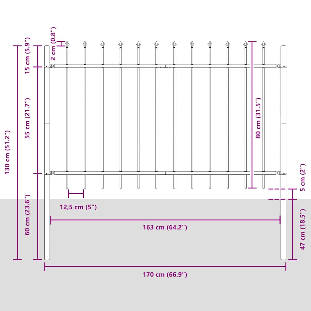 Kerti Kerítés 4 pcs Fehér 6,8 x 0,8 m Porfestett acél