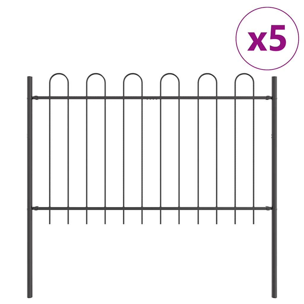 Kerti Kerítés BOXTEL 5 pcs 8,5 x 0,8 m Porfestett acél Szürke