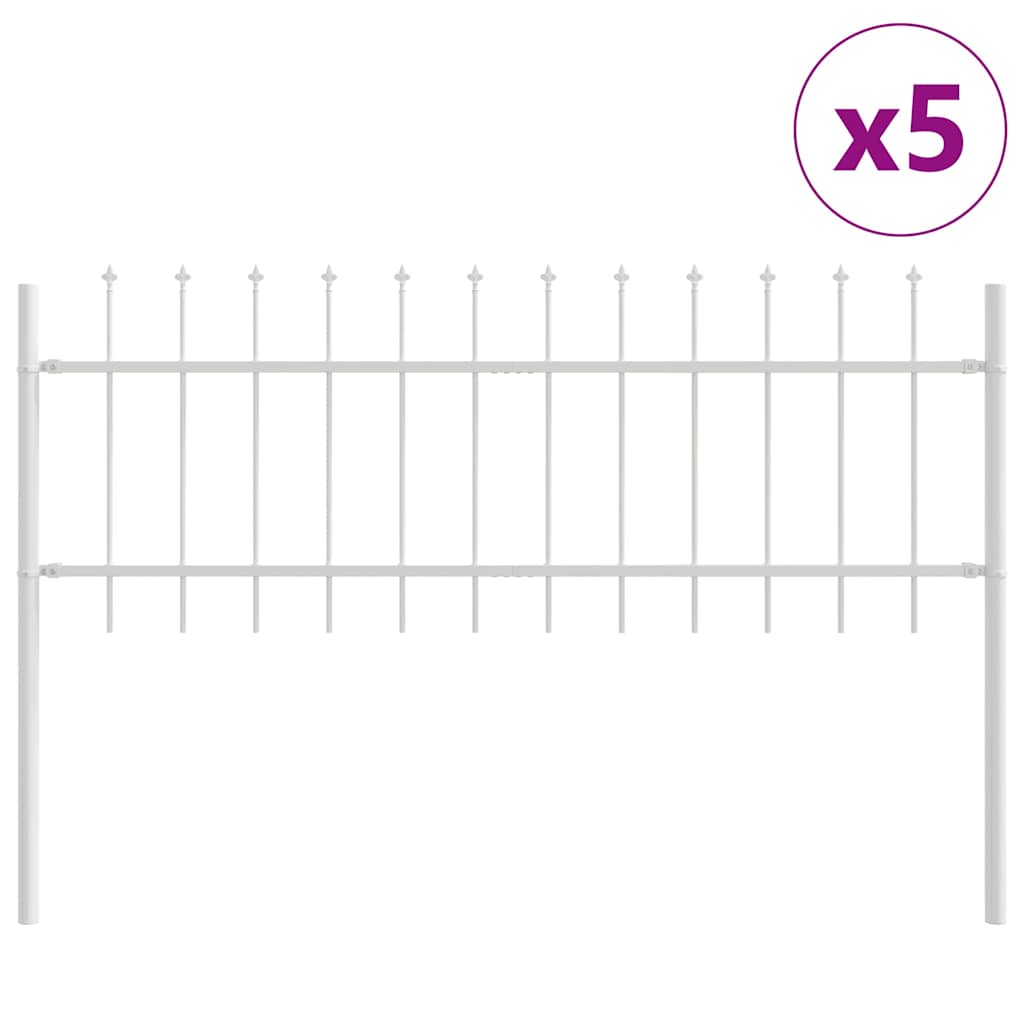 Kerti Kerítés 5 pcs Fehér 8,5 x 0,6 m Porfestett acél