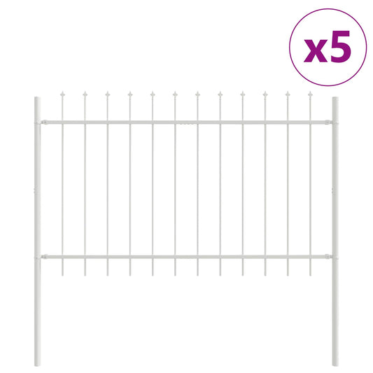 Kerti Kerítés 5 pcs Fehér 8,5 x 0,8 m Porfestett acél