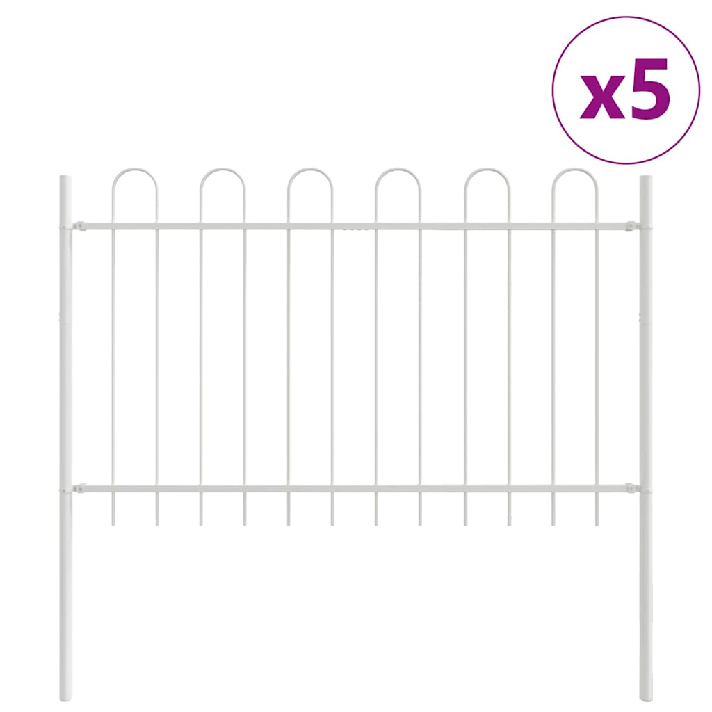 Kerti Kerítés BOXTEL 5 pcs 8,5 x 1 m Porfestett acél Fehér
