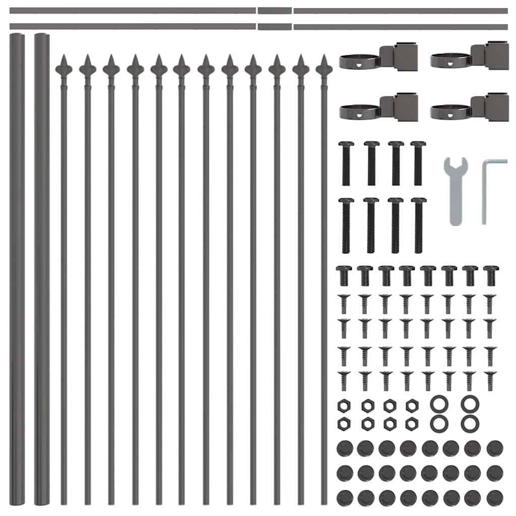 Kerti Kerítés 6 pcs Szürke 10,2 x 0,6 m Porfestett acél