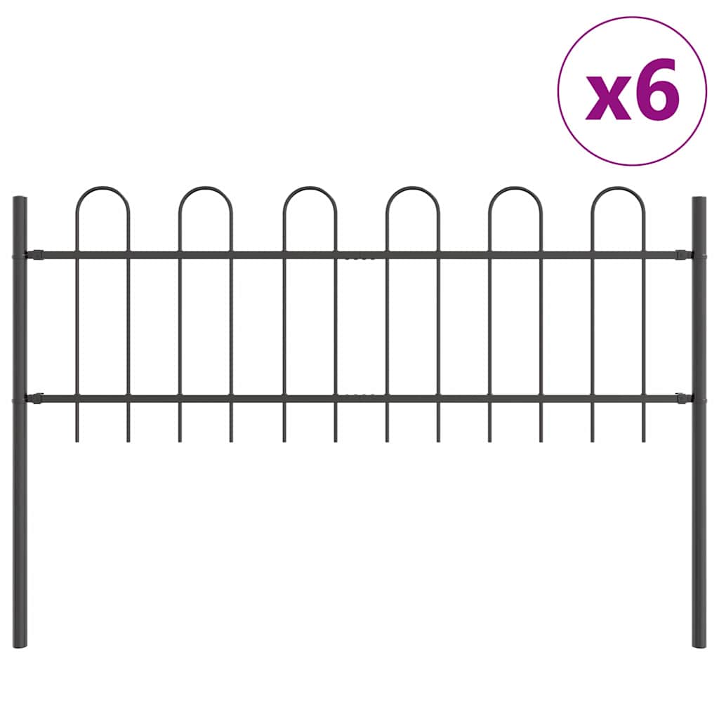 Kerti Kerítés 6 pcs Szürke 10,2 x 0,6 m Porfestett acél