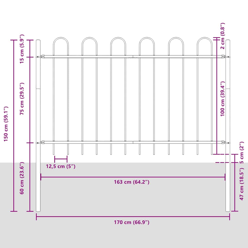 Kerti Kerítés 6 pcs Szürke 10,2 x 1 m Porfestett acél