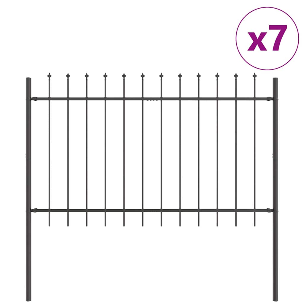 Kerti Kerítés 7 pcs Szürke 11,9 x 1,2 m Porfestett acél
