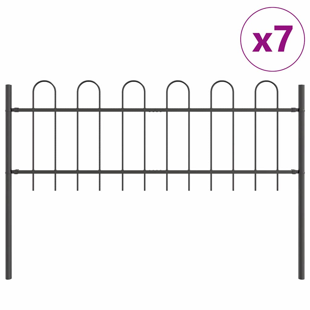 Kerti Kerítés BOXTEL 7 pcs 11,9 x 0,6 m Porfestett acél Szürke