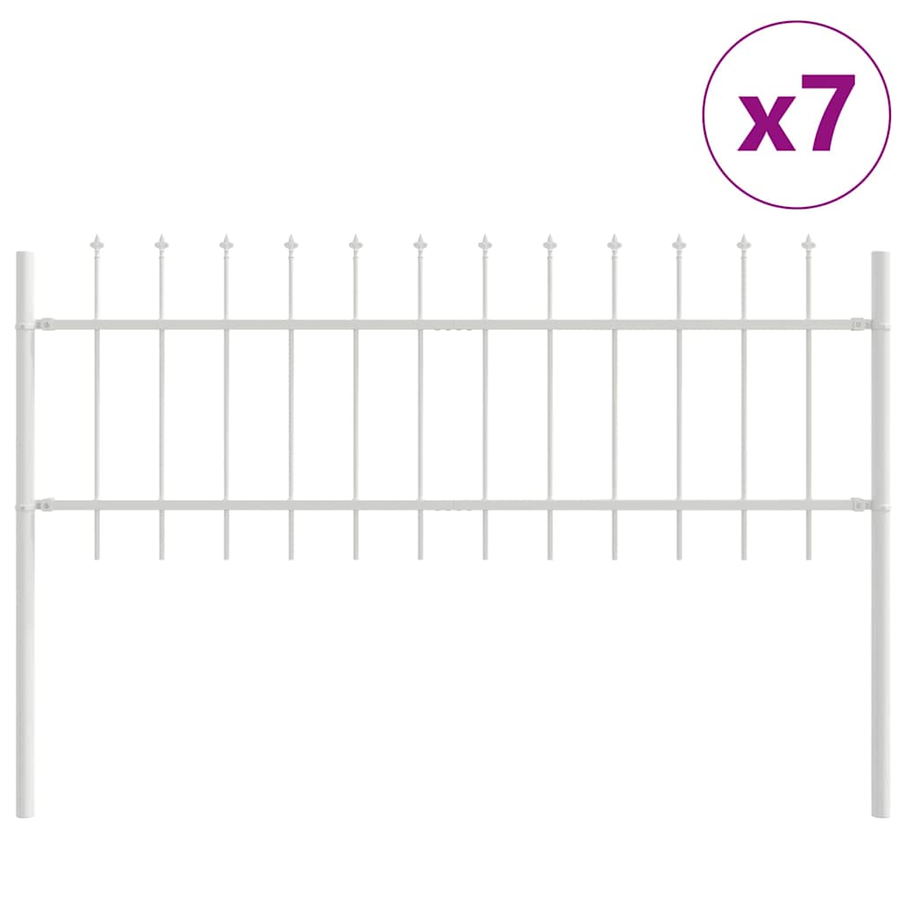 Kerti Kerítés 7 pcs Fehér 11,9 x 0,6 m Porfestett acél