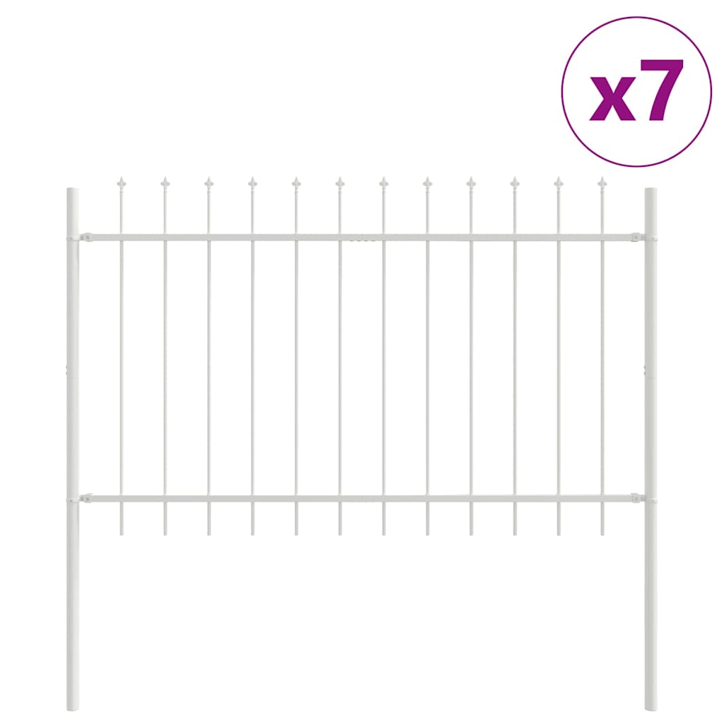 Kerti Kerítés 7 pcs Fehér 11,9 x 0,8 m Porfestett acél
