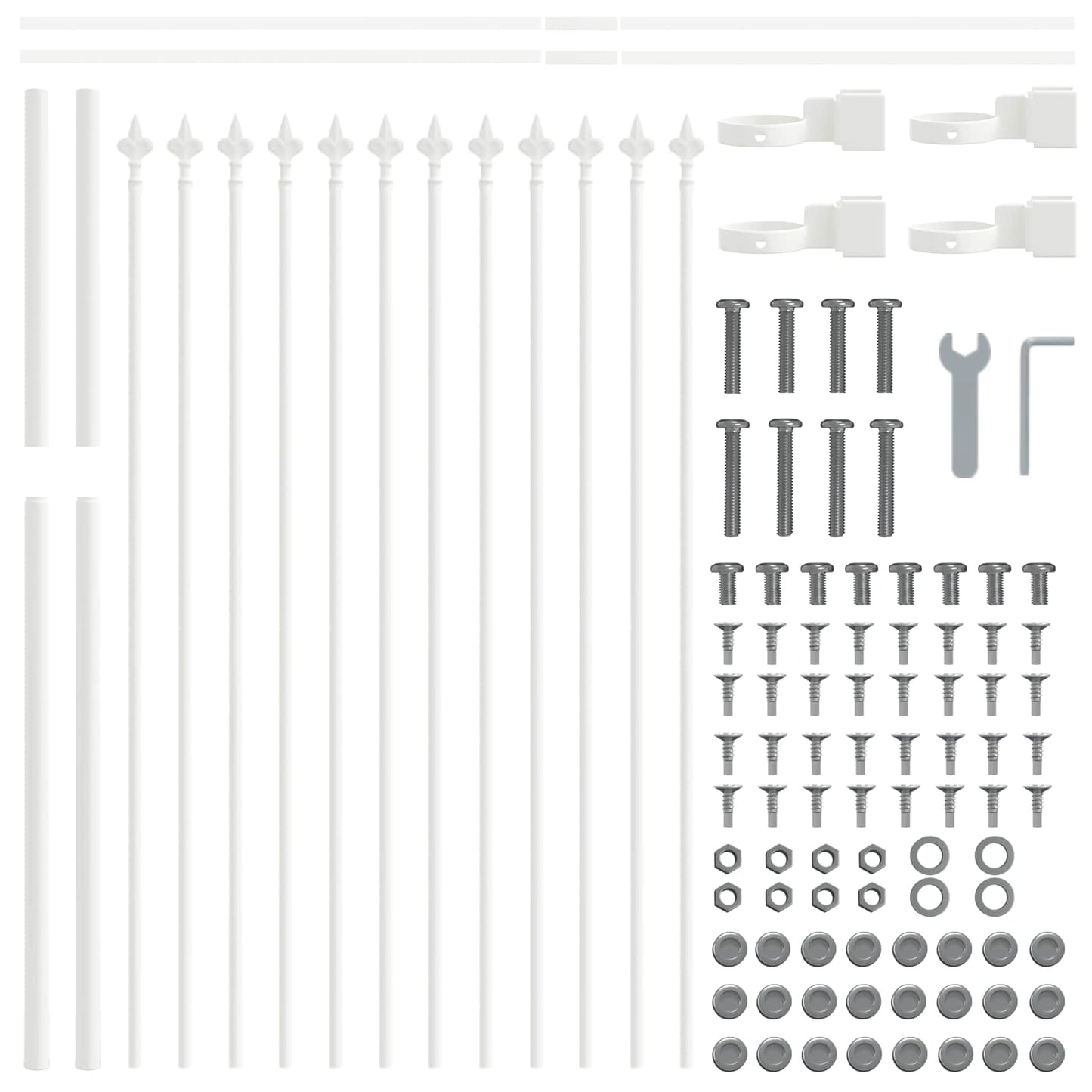 Kerti Kerítés 7 pcs Fehér 11,9 x 1,2 m Porfestett acél