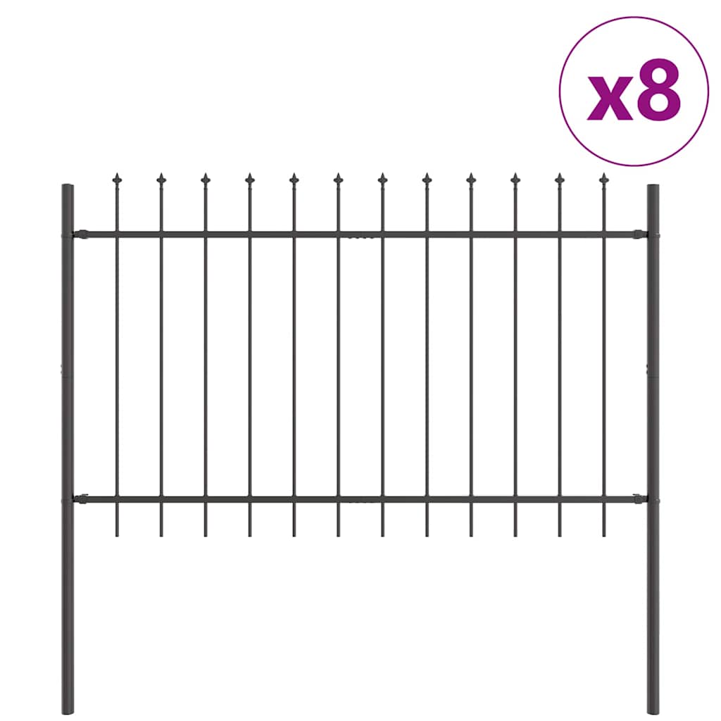 Kerti Kerítés 8 pcs Szürke 13,6 x 0,8 m Porfestett acél