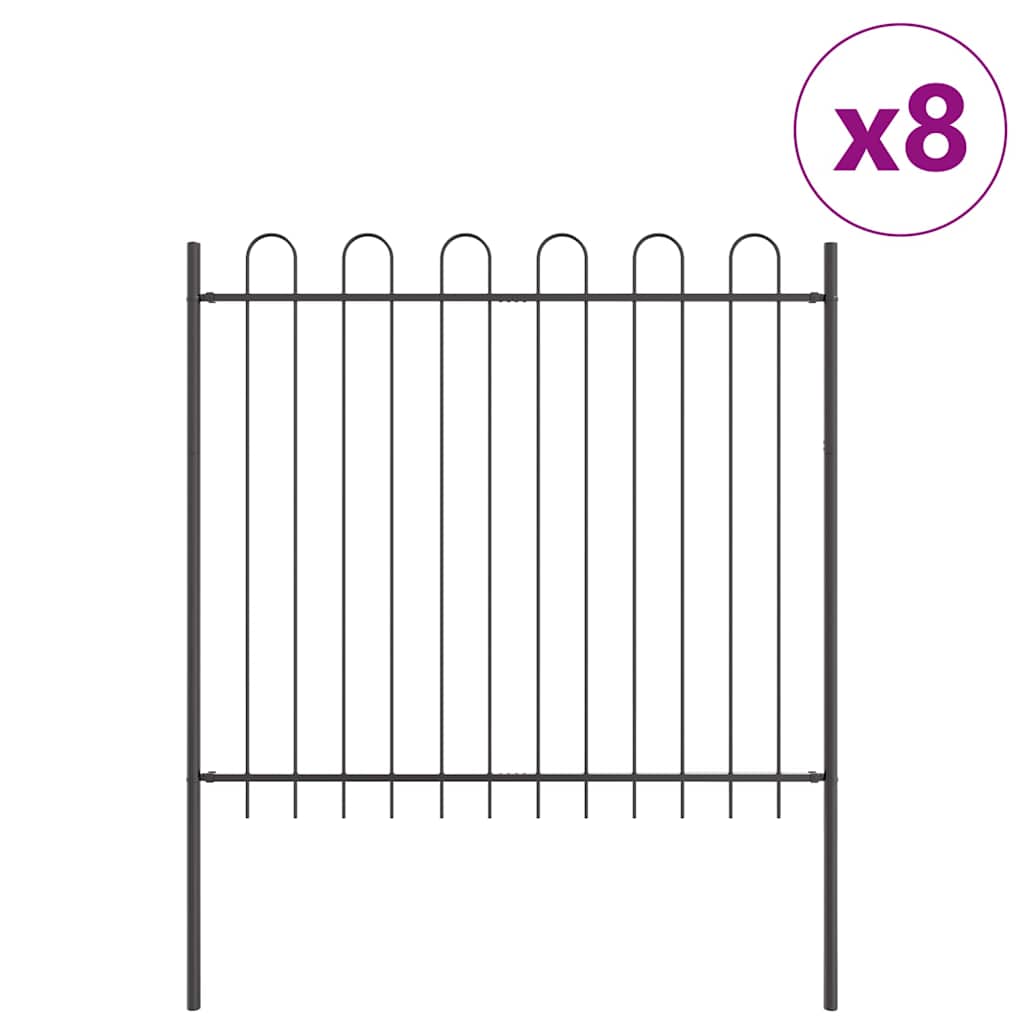 Kerti Kerítés BOXTEL 8 pcs 13,6 x 1,5 m Porfestett acél Szürke