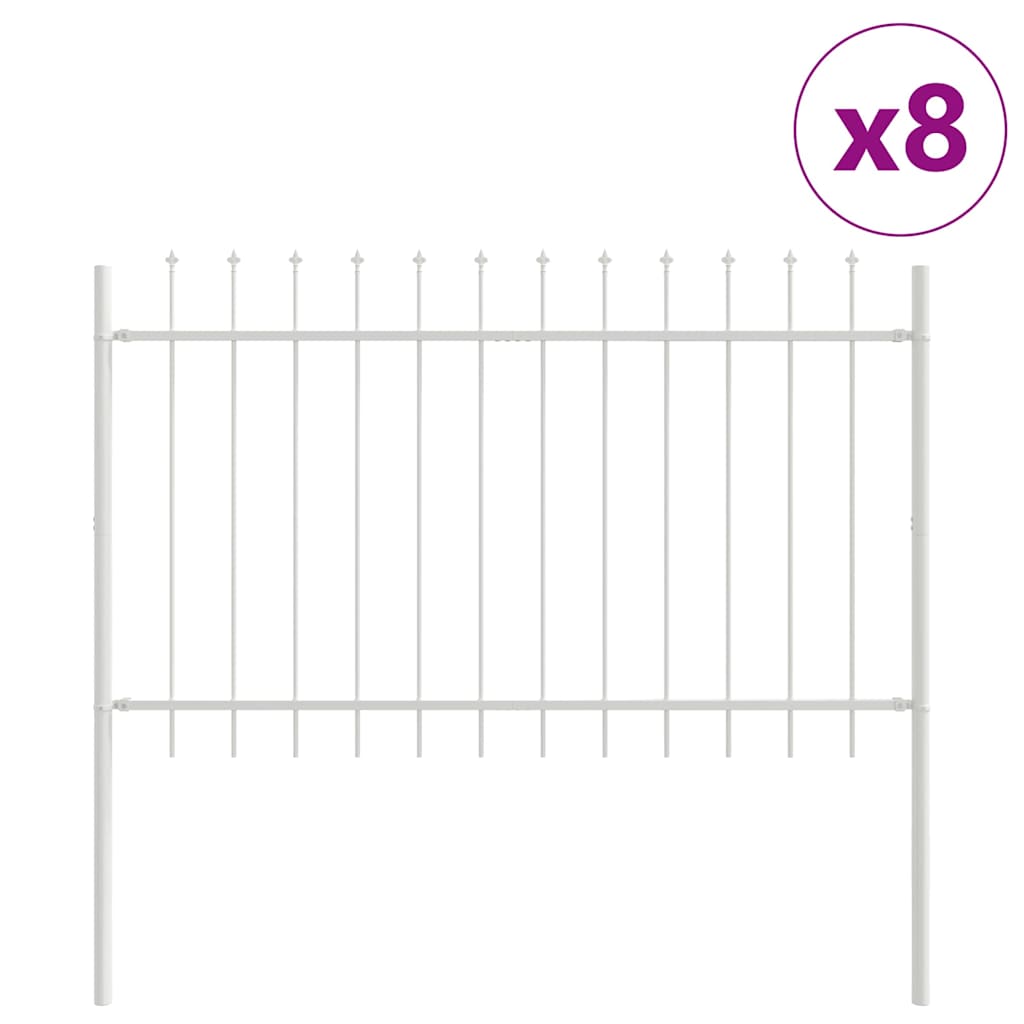 Kerti Kerítés 8 pcs Fehér 13,6 x 1 m Porfestett acél