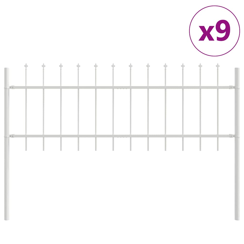 Kerti Kerítés 9 pcs Fehér 15,3 x 0,6 m Porfestett acél
