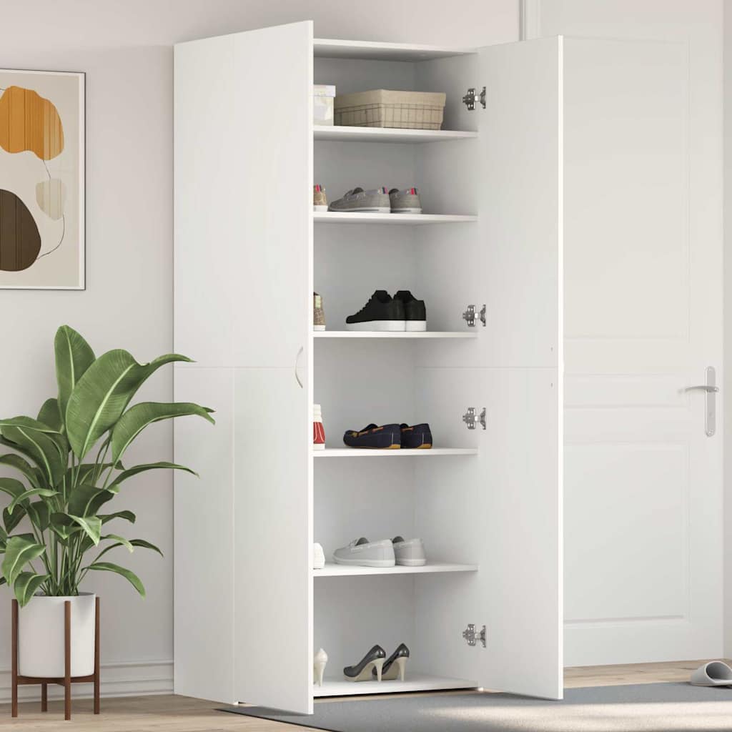 Cipőszekrény 80 x 35.5 x 180 cm Szerelt Fa Fehér