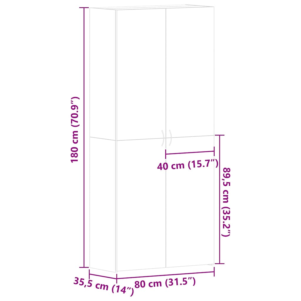 Cipőszekrény 80 x 35.5 x 180 cm Szerelt Fa Fehér