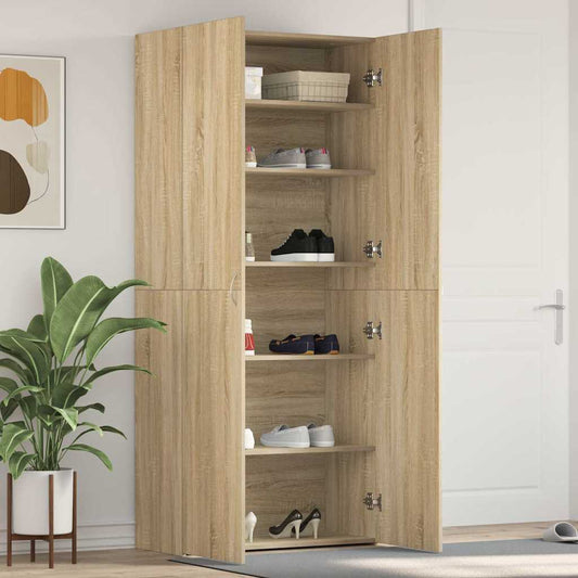 Cipőszekrény polcokkal ajtóval Barna 80 x 35.5 x 180 cm Faanyag