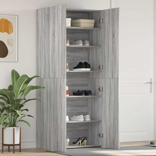 Cipőszekrény polcokkal Szürke 80 x 35.5 x 180 cm Faanyag