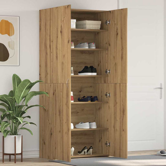 Cipőszekrény polcokkal ajtóval Barna 80 x 35.5 x 180 cm Faanyag