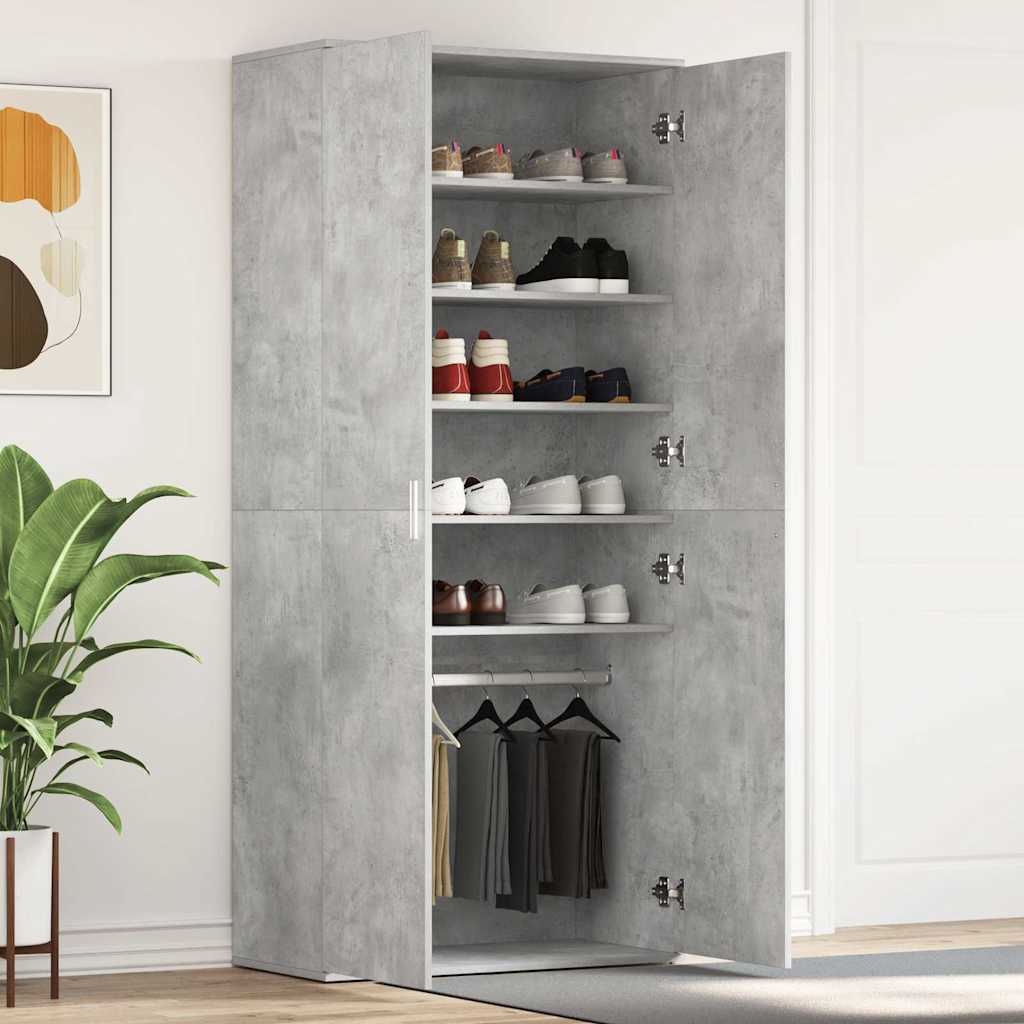 Cipőszekrény 80 x 39 x 178 cm Szerelt Fa Beton Szürke