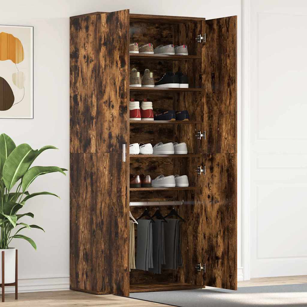Cipőszekrény 80 x 39 x 178 cm Szerelt Fa Füstölt tölgy