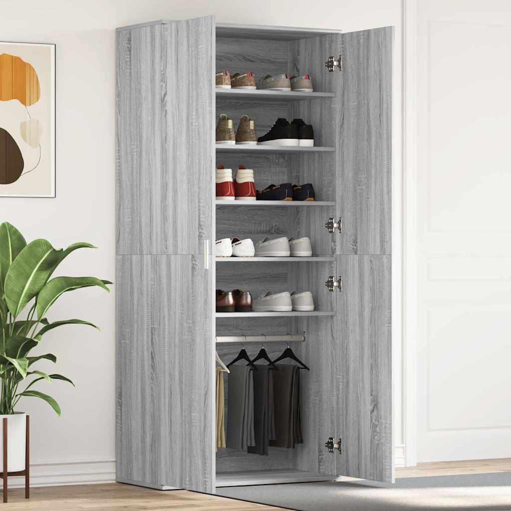 Cipőszekrény 80 x 39 x 178 cm Szerelt Fa Szürke Sonoma