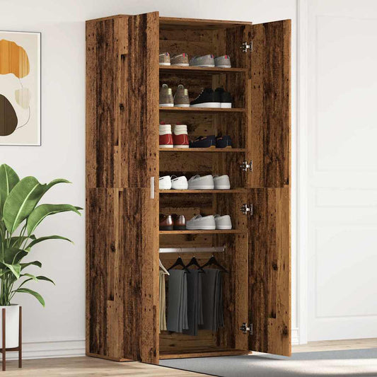 Cipőszekrény polcokkal ajtóval Öreg fa 80 x 39 x 178 cm Faanyag