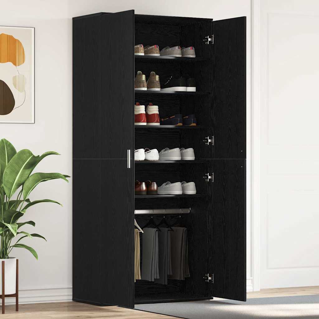 Cipőszekrény 80 x 39 x 178 cm Szerelt Fa Fekete tölgy