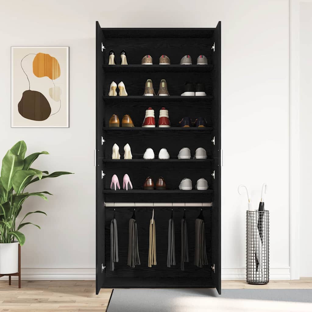 Cipőszekrény 80 x 39 x 178 cm Szerelt Fa Fekete tölgy
