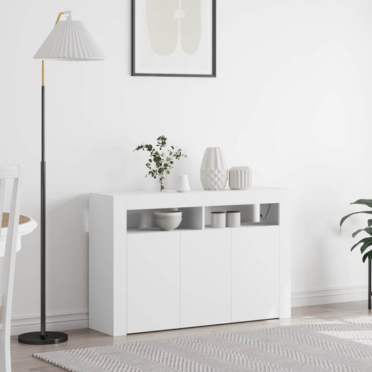 Széf LED -es lámpákkal Fehér 116 x 30 x 75 cm Faanyag