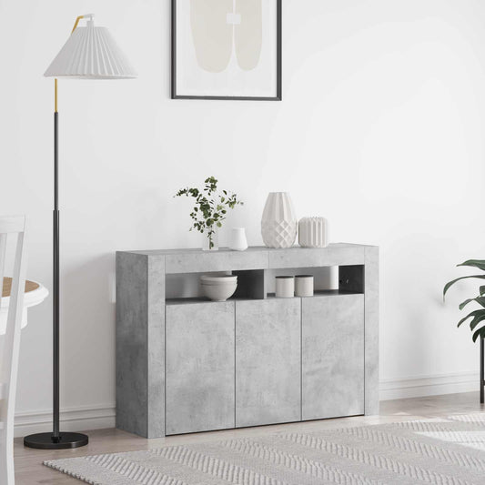 Széf LED -es lámpákkal Beton Szürke 116 x 30 x 75 cm Faanyag