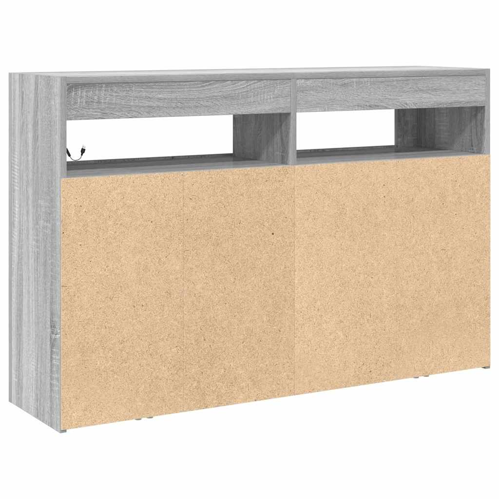 Széf LED -es lámpákkal Szürke Sonoma 116 x 30 x 75 cm Faanyag