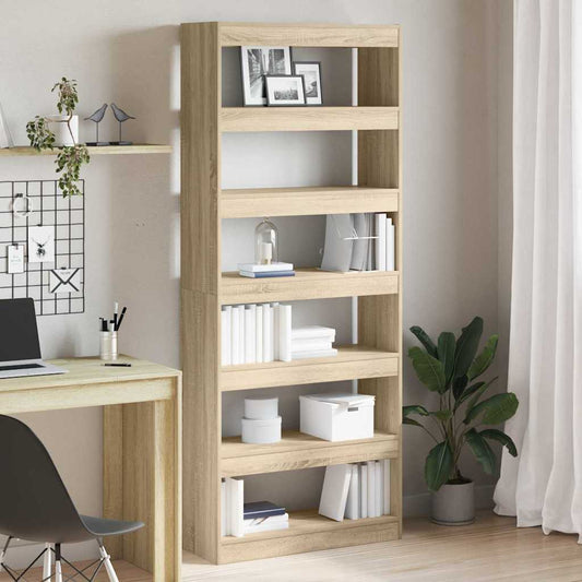 Könyvespolc polcokkal Sonoma tölgy 80 x 30 x 198 cm Faanyag