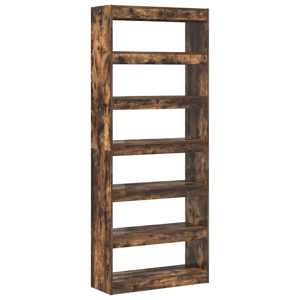Könyvespolc 6 szintes 80 x 30 x 198 cm Szerelt Fa Füstölt tölgy